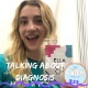 Ella is smiling holding up a name tag. There is text underneath which reads "Talking about diagnosis"