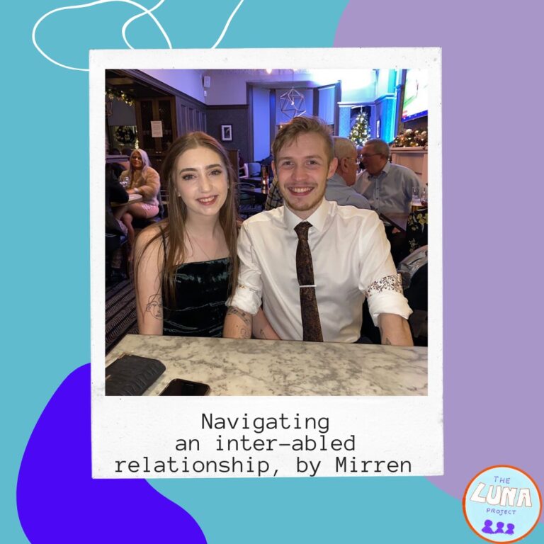 A polaroid style photo of Mizz and Andy al dressed up in a dress and a suit looking gorgeous!